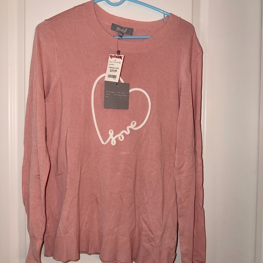 Max Studio Blush Love Heart Long Sleeve Tee